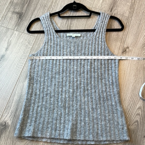Cleo 2 Piece Fuzzy V-neck Gray Crop Sweater & Tank - Picture 7 of 9